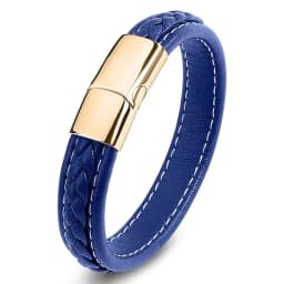 European and American Hot Selling Simple Style Woven Multicolor Wide Leather Rope Bracelet 316L Stainless Steel Men's Bracelet