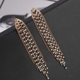 2023 New Classic Shiny Crystal Clip on Earrings Ladies Exaggerated Long Tassels Colorful Rhinestone Non Pierced Earrings Jewelry