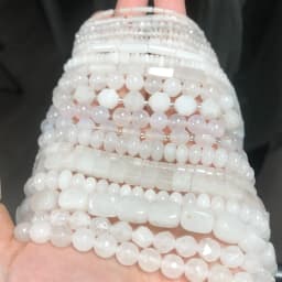 44 Types White Chalcedony Jade Agate Bead Natural Stone Rondelle Cube Faceted Loose Beads for Jewelry Making Bracelets Accessory