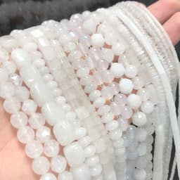 44 Types White Chalcedony Jade Agate Bead Natural Stone Rondelle Cube Faceted Loose Beads for Jewelry Making Bracelets Accessory