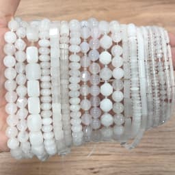 44 Types White Chalcedony Jade Agate Bead Natural Stone Rondelle Cube Faceted Loose Beads for Jewelry Making Bracelets Accessory
