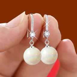 Exquisite Fashion Silver Color Water Imitation Pearls Drop Earrings for Women Shiny Red Green Round Earings Jewelry Gift 2025