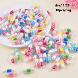 10pcs Random Simulation Cartoon Cute Colorful Fruits Lollipops Animals Drinks Charms DIY Handmade Jewelry For Earring Necklace