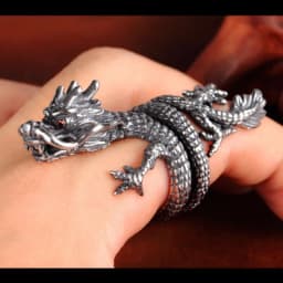 Jisensp Gothic Punk Dragon Ring Men Retro Viking Animal Adjustable Finger Rings for Women Personality Magical Cool Jewelry Gifts