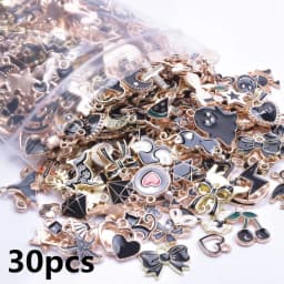 Bedeltjes Oil Drop Bowknot Heart Metal Charms For Jewelry Making Supplies Charms Wholesale Bulk 10/20/30/40pcs/Lot DIY Materials