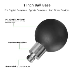 FANAUE Ball Head Adapter for Ram Mount with 1/4'-20 Threaded Post and Stainless Steel B Size1' Ball & 17mm Ball Bicycle Cradle