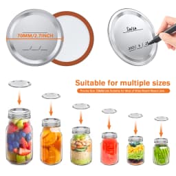 50/200PCS Mason Jar Lids Regular 70/86mm Wide Mouth Canning Lids Reusable Metal Canning Jar Leak-proof Split-Type Canning Caps