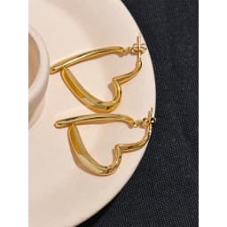 Yhpup Removable Minimalist Stainless Steel Heart Love Hollow Hoop Earrings Anti Allergic Fashion Gold Color Jewelry Bijoux