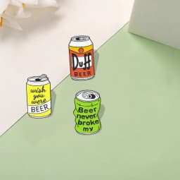 Beer Can Enamel Pin Custom Duff Beer Brooch Bag Clothes Lapel Pin Wish You Were Beer Badge TV Jewelry Gift for Fans Friends
