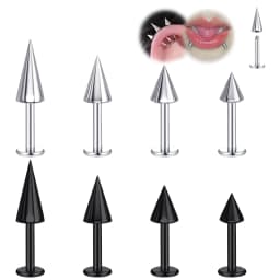 1 Piece Punk Long Spike 16G Stainless Steel Labret Lip Piercing Externally Threaded Cone Cartilage Conch Piercings 6/8/10MM