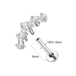 1/5PCS Titanium 16G 5 CZ Labret Lip Rings Crystal Cluster Ear Cartilage Tragus Helix Daith Conch Earring Piercings Jewelry