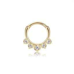 Drperfect 316L Stainless Steel Septum Rings Opal Daith Nose Rings CZ Cartilage Tragus Earrings Septum Clicker Piercing Jewerly