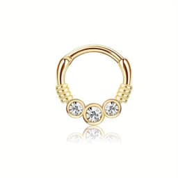 Drperfect 316L Stainless Steel Septum Rings Opal Daith Nose Rings CZ Cartilage Tragus Earrings Septum Clicker Piercing Jewerly