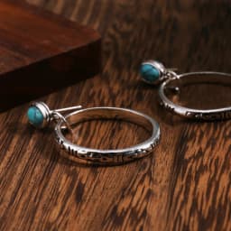Vintage Metal Circle Red Stone Earrings Bohemian Jewelry Antique Silver Color Hollow Round Drop Earring for Women