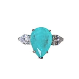 New Fashion Jewelry Paraiba Geometric Drop Gemstone Ring Light Luxury 925 Sterling Silver Ladies Birthday Jewelry Gift