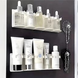 5-grid Wall-mounted Cosmetic Storage Rack Plastic Punch-free Bathroom Shelf Cuttable Cosmetics Spice Finishing Organizer Shelf