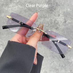 Luxury Rimless Business Rectangle Gradient Lenses Unisex Fashion Sunglasses Women Men Fashion Colored Lenses Metal Frame Glasses