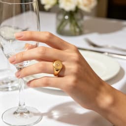 E.B.belle Aspect North Star Seal Ring Silver Color Waterproof 316L Stainless Steel Jewelry 18K Gold Plated Accessories