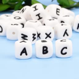LOFAC 10pcs/lot silicone English Alphabet Beads Pacifier Chain DIY Alphabet Beads 12MM Silicone Alphabet Beads Bracelet Necklace