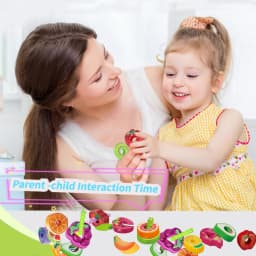 Baby Toys Shape Color Sorter, Fruits Lacing Beads for Early Learning Fine Motor Skills Training, Birthday Gifts 1-3 Years Old