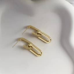 Retro Zirconia Decor Chain Design Drop Earrings Gold Silver Color Geometric Irregular Round Earrings for Women Girls Jewelry