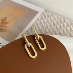 Retro Zirconia Decor Chain Design Drop Earrings Gold Silver Color Geometric Irregular Round Earrings for Women Girls Jewelry