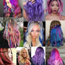 Clip in Hair Extensions Colored Party Highlights 22 Inches 6pcs/pack Multi-colors Straight Hair Synthetic Hairpieces Royal Blue