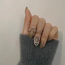 Geometric Diamond Open Ring Personalized Fashion and Exquisite U-shaped Nail Ring Fashion Jewelry