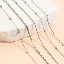 5pcs/set Exquisite Gold/Silver Color Thin Heart Chain Bracelets Set For Women Daily Wear Jewelry Accessories