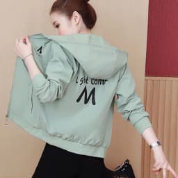 2025 New Women's Jacket Autumn Windbreaker Famale Long Sleeve Hooded Short Coat Zipper Casual Loose Basic Jacket Outerwear