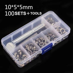 100 sets of inner diameter 5mm eyelets + tools boxed copper eyelet button shoes clothing gift bag eyelet button