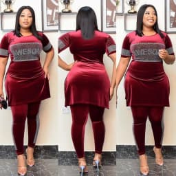 African Mom Fashion Suit Gold Velvet Stretch Fabric Hot Drilling Decorative Split Round Neck Quality