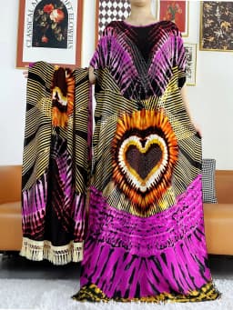 2024 Summer Party Dress Short Sleeve With Big Scarf Printing Floral Loose Boubou Maxi Islam Women African Abaya Clothing