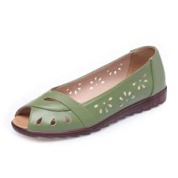 2023 Newly Cutout Leather Sandals Woman Fashion Peep Toe Wedge Summer Shoes Ladies Slip On Hollow Out Loafer Sandal Mom's Shoes