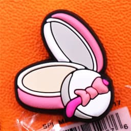 Dropshipping 1pcs Cute Pink lipstick PVC Shoe Charms Punk Girl Accessories Rouge Powder Decorations fit Bracelet Kids Gifts