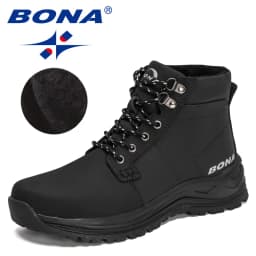 BONA New Designers Fashion Retro Ankle Action Leather Boots Men High-Top Winter Boots Outdoor Plush Desert Boots Mansculino