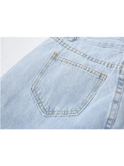 Blue Ripped Vintage Woman's Jeans Streetwear Harajuku High Waist Lace Up Pants Summer Fashion Straight Denim Trousers Ladies
