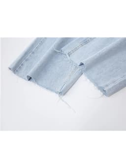 Blue Ripped Vintage Woman's Jeans Streetwear Harajuku High Waist Lace Up Pants Summer Fashion Straight Denim Trousers Ladies