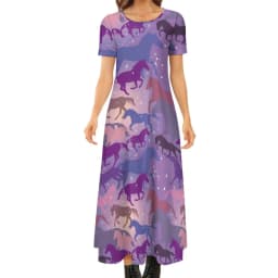 Colorful Horse Art Dress Lady's Secret Horses Racing Kawaii Maxi Dress Street Wear Bohemia Long Dresses Pattern Oversize Vestido