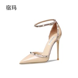 shoes woman 2025 trend Leather Women's Sandals Summer Gladiator Ankle Strap Party Sexy High Heels Luxury Rivets Ladies Shoes