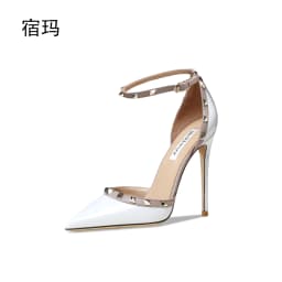 shoes woman 2025 trend Leather Women's Sandals Summer Gladiator Ankle Strap Party Sexy High Heels Luxury Rivets Ladies Shoes