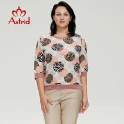 Astrid Women's T-Shirt 2022 Female Oversized Top O-Neck Daily All-Match Clothing Fashion Leopard Polka Dot Print Tee Shirt Trend