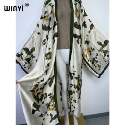WINYI Bohemian Printed Bikini Cover-ups Elegant Kimono Blog Holiday Party Dress Women Free Size Beach Wear Swim Suit Cover Up