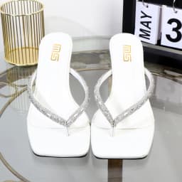 Female slippers Wholesale manufacturer2025 summer high-heeled rhinestone toe-clip women's shoes wear stiletto high heels