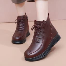 High Quality Black Ankle Boots for Women Leather Booties Zip Deco Woman Winter 2026 Waterproof Rain Snow Boots Ladies Fur Shoes