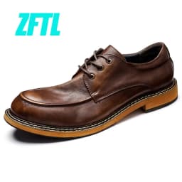 ZFTL Men's Casual shoes Genuine Leather man Vintage leisure lace up shoes British trend style derby shoes Hand made High Quality