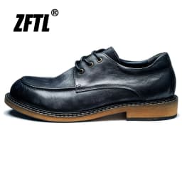ZFTL Men's Casual shoes Genuine Leather man Vintage leisure lace up shoes British trend style derby shoes Hand made High Quality