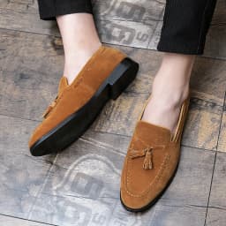 2025 New Spring Soft Suede Loafers for Men Tassel Slip On Leather Casual Shoes Yellow Moccasins Classic Business Shoes Luxury