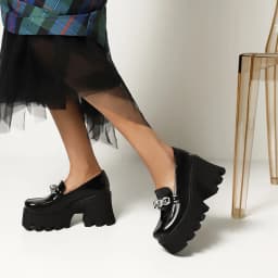 Square Toe Metal Chain Platform Street Trendy Shoes Super High Thick Heel Waterproof Platform Unisex Punk Style Fashion Pumps