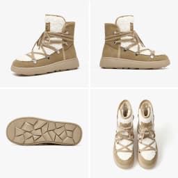 BeauToday Snow Boots Women Flats Lace Up Round Toe Cow Suede Warm Faux Fur Mixed Color Casual Outdoor Winter Ladies Shoes 08036